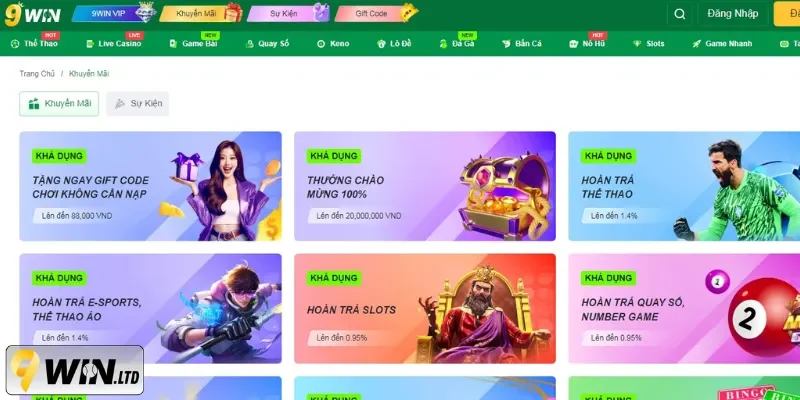 Giới thiệu khuyến mãi tại nhà cái 9Win