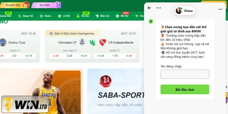 Liên hệ 9Win qua Chat trực tuyến