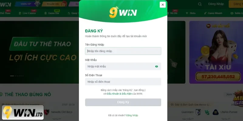 Thao tác tại 9WIN