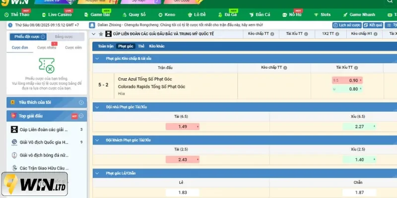 Bảng kèo góc rất đa dạng