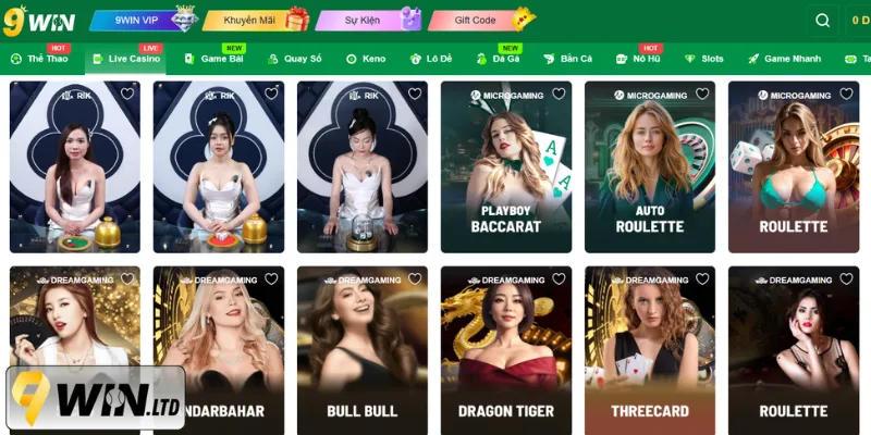 Bất ngờ với loạt tựa game casino đỉnh cao và đình đám của 9Win
