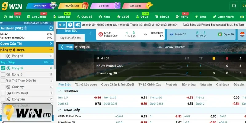 Cùng 9Win bùng nổ với những loại kèo thể thao bậc nhất