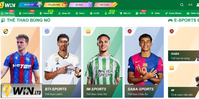 Cùng 9Win khám phá trò chơi nổi bật trong sảnh thể thao