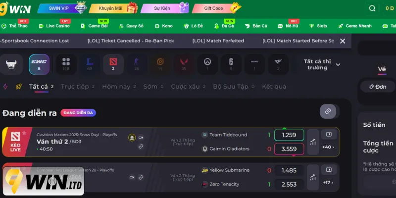 E-Sports là một điểm nhấn của sảnh thể thao 9Win