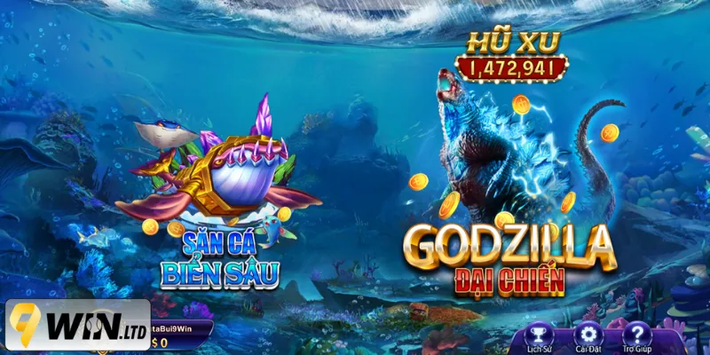 Giao diện dòng game đại chiến và phiêu lưu săn cá dưới biển sâu