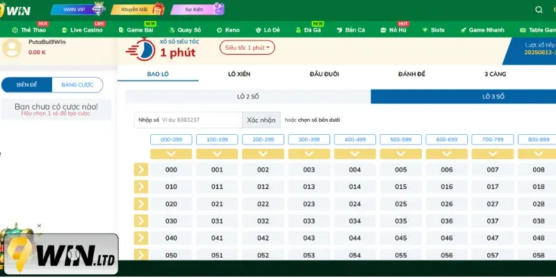 Hình thức bao lô 3 số tại lô đề 9Win