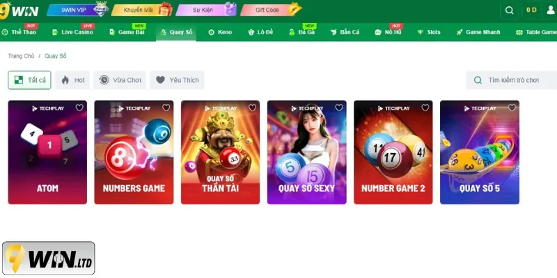 Toàn cảnh về sảnh xổ số 9Win