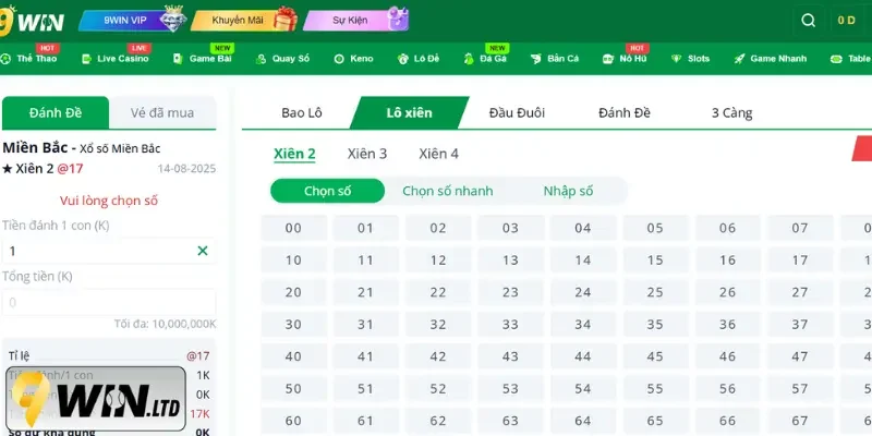 Tổng quan nhất về lô xiên 9Win