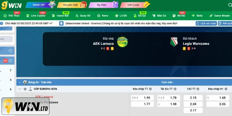 Tỷ lệ kèo nhà cái chính xác tại sân chơi 9Win